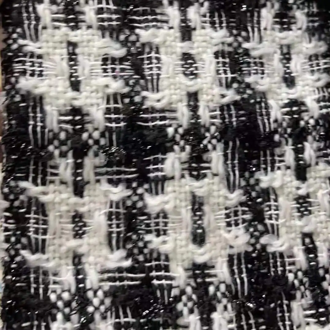 Осенне-зимние шерстяные платья с грубым твидовым и ярким шелком тканые