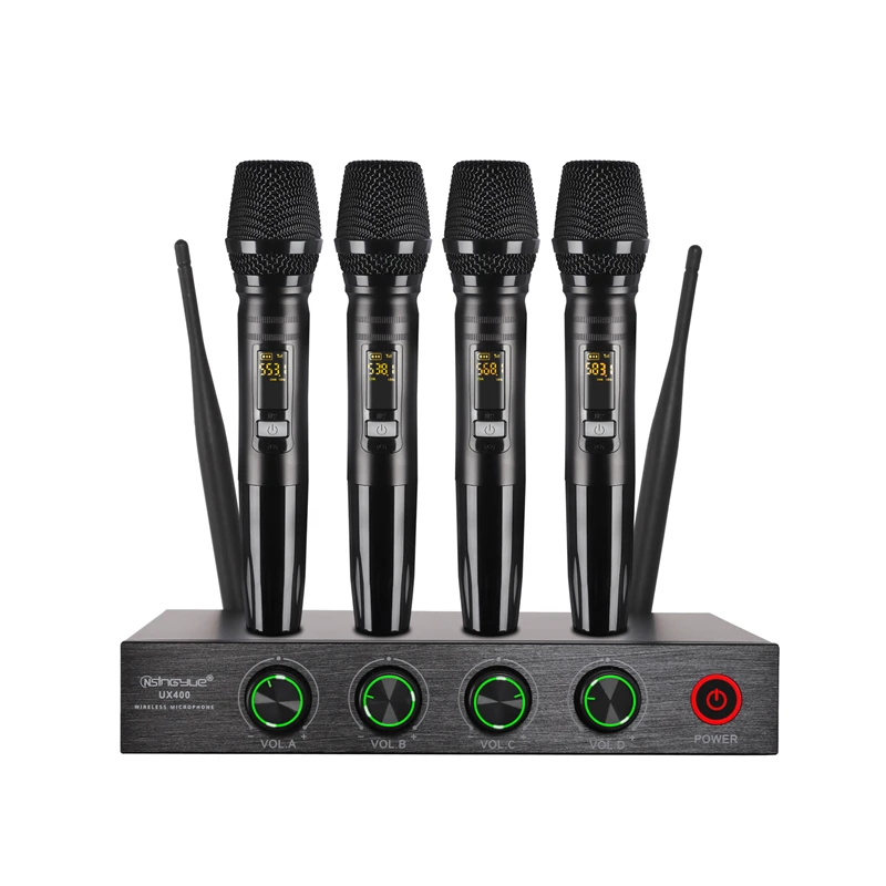 4-канальная Беспроводная микрофонная система UHF Портативный динамический