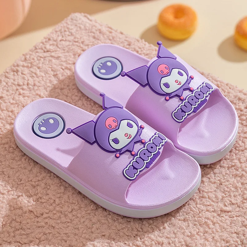 

Kawaii Sanrio Kuromi Cinnamoroll Kids Slippers PVC Sandals Summer New Cute Cartoon Soft Bottom Non-slip for Indoor Outdoor Shoes