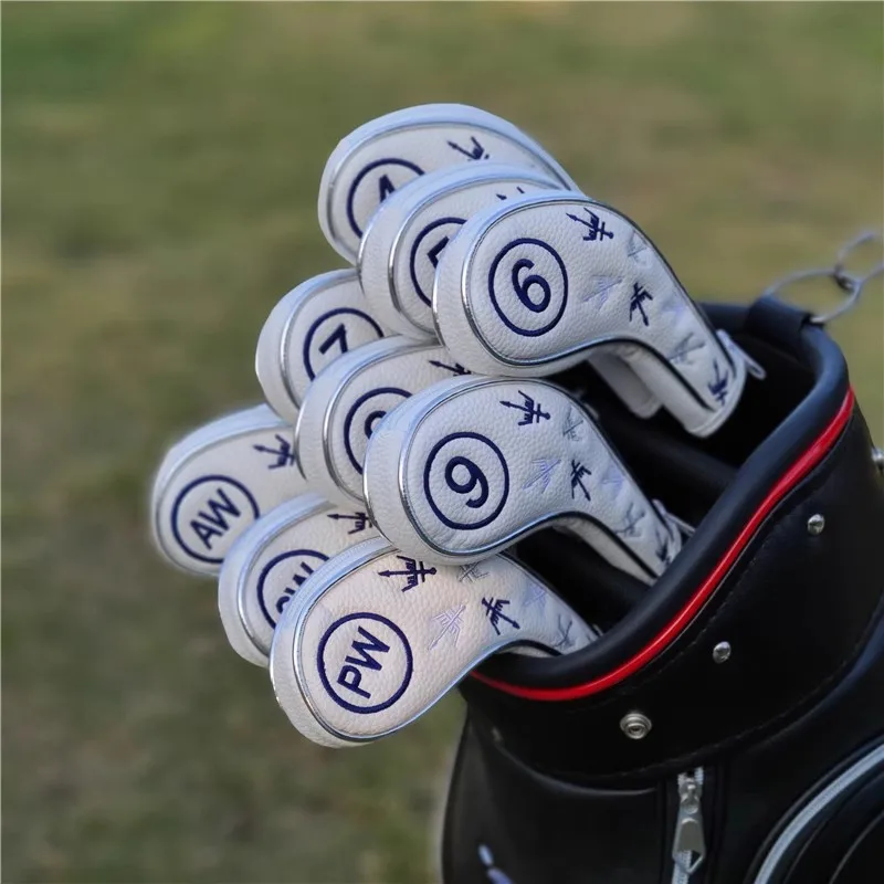 

Golf Club Head Iron Cover Protective Ball Head Cap Cover zip Closing George Spirits 9pcs