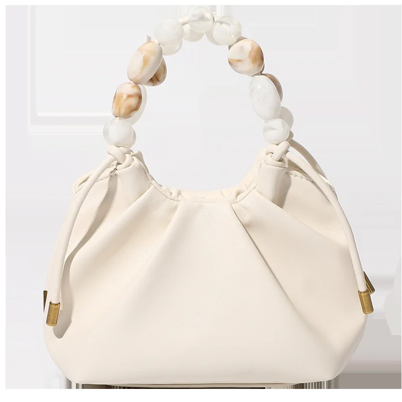 

Ladies Wave Dewdrop Handheld Purses and Handbags Luxury Cloud Acrylic Chain PU Soft Leather Designer Handbags Pleated Clutch Bag