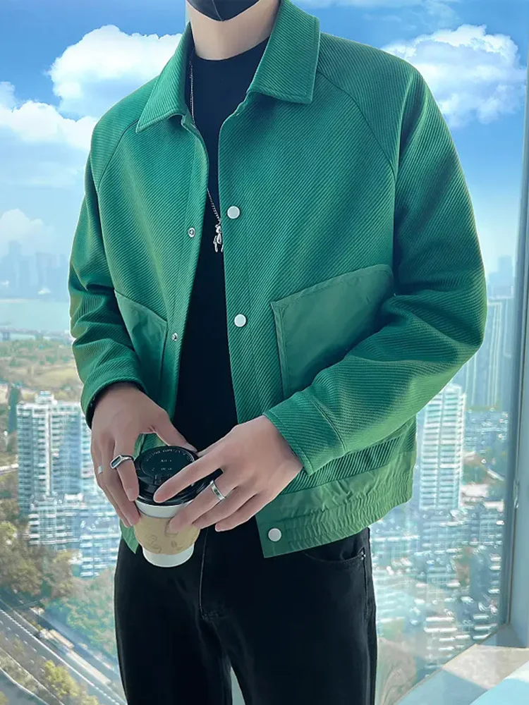 

Саржевая зеленая куртка, Мужская модель, стиль зрелый, весна, осень, зима, новая куртка, модный мужской топ