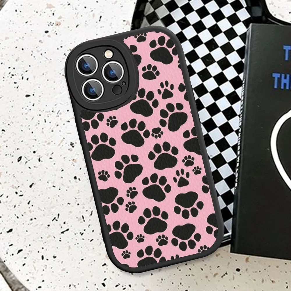 Чехол для телефона Собачьи лапы из жесткой кожи iPhone 14 13 12 Mini 11 Pro Max Xs X Xr 7 8 Plus 6 6s