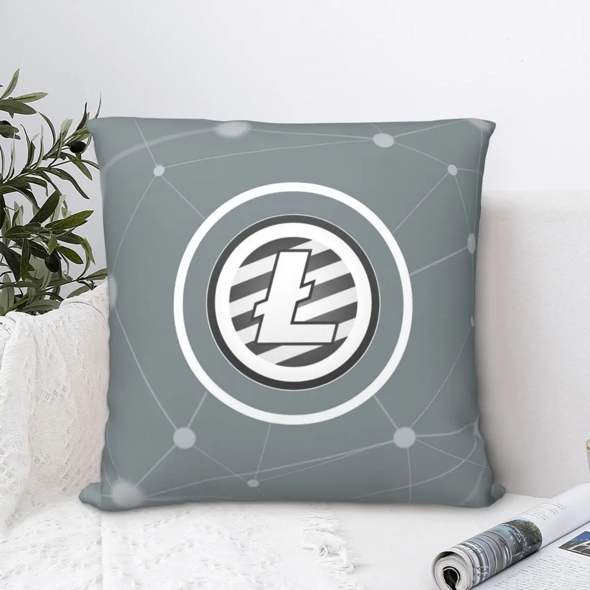 

Litecoin Digital Currency Hug Pillowcase Cyptocurrency Backpack Cushion Home DIY Printed Car Coussin Covers Decorative