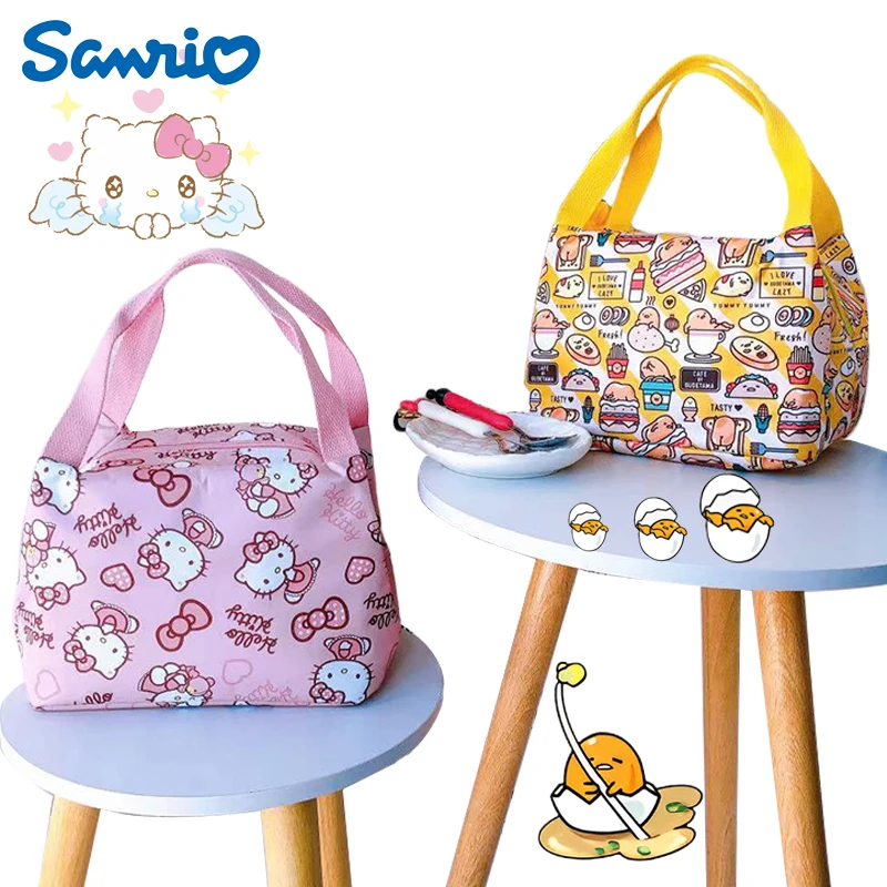 

Kawaii Sanrios Gudetama ланч-сумка мультфильм Hellokitty Cinnamoroll студенты портативные Bento изоляция сохраняет тепло еды Tote Сумочка