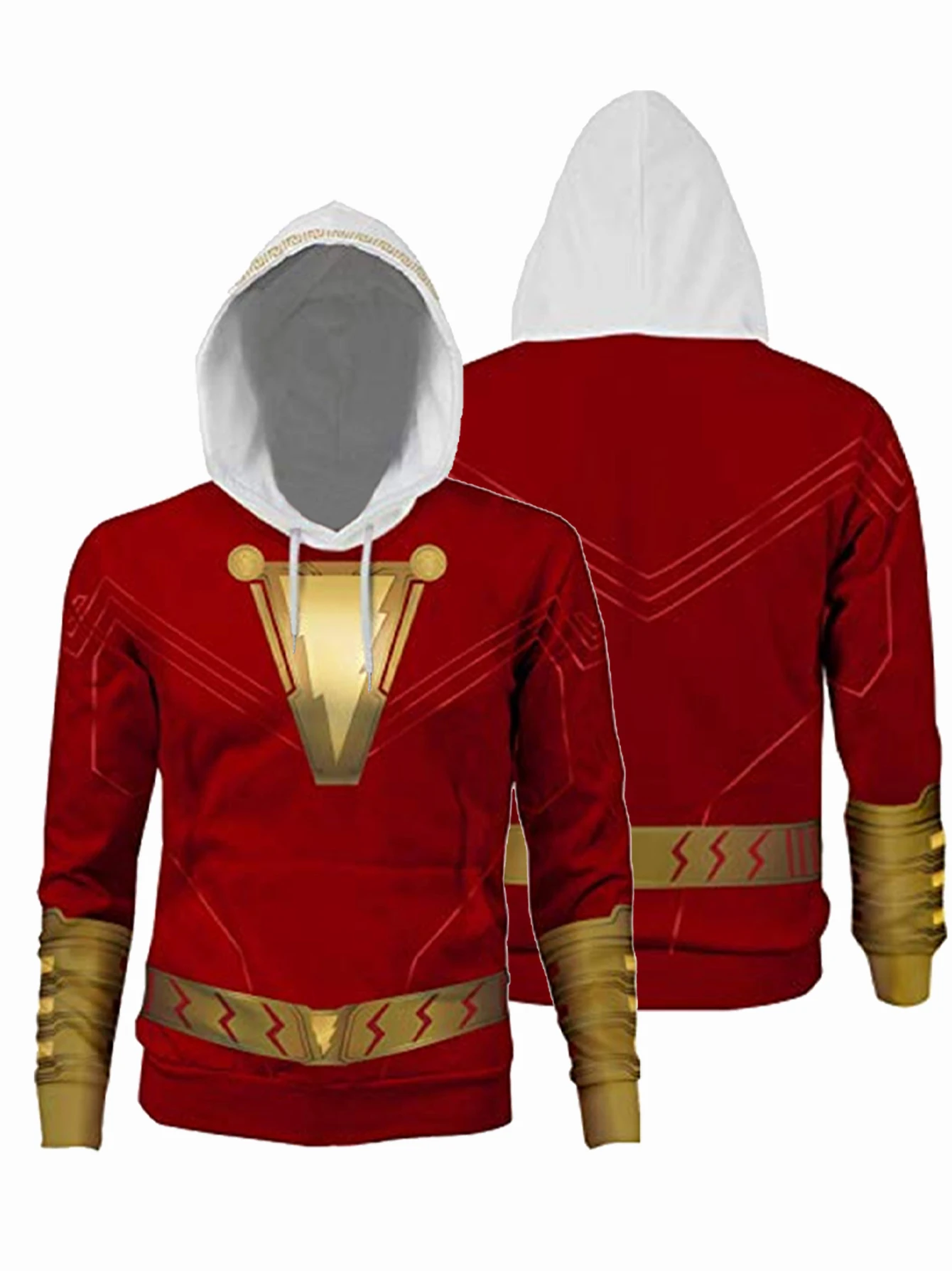 Красная ночная рубашка с капюшоном принтом для мужчин новинка 2024 Костюмы