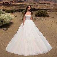 anna beauty store 2022 princess strapless appliques tulle ball gown simple wedding dress for women vestido de novia custom made