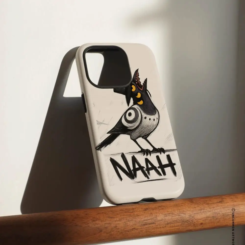 Чехол для телефона с футболкой Raven «Naah» для iPhone 17, 16, 15, 14, 13, 12 Pro Max Plus, глянцевый двухслойный жидкий твердый корпус HD (art.: 3920d385bfb85) - 3920d385bfb85