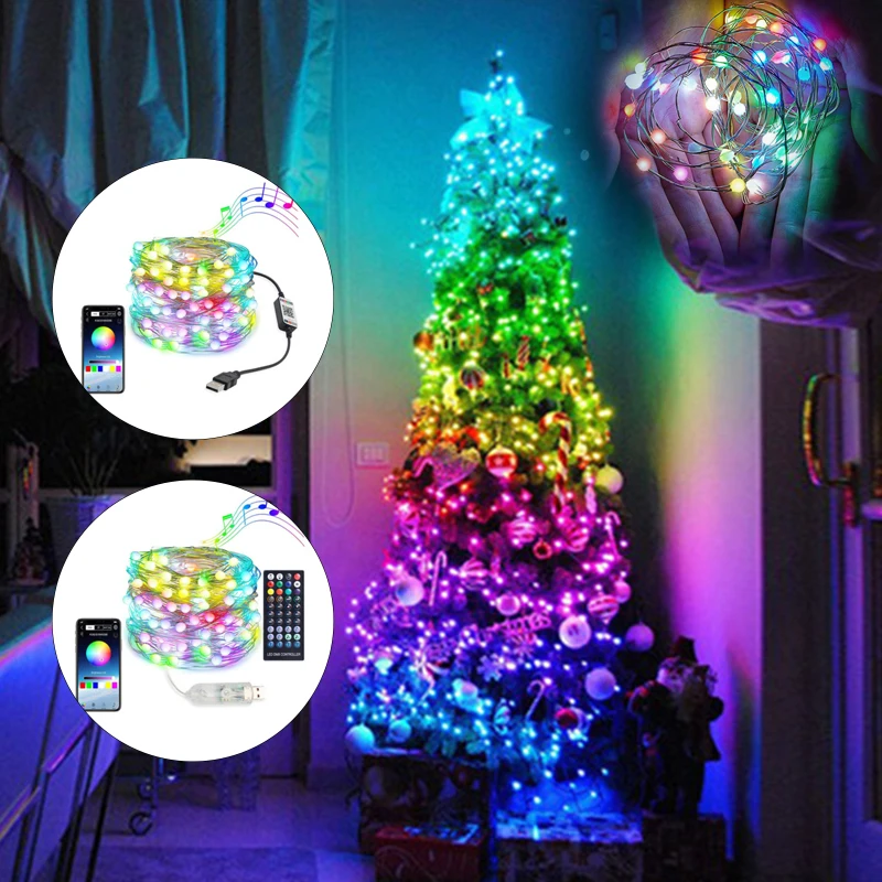 

Светодиодная гирлянда с режимом освещения 200 +, водонепроницаемая гирлянда, гирлянда для наружного украшения, рождественское праздничное о...