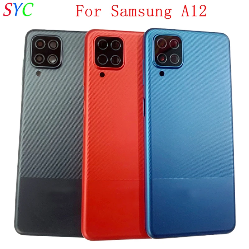 

Rear Door Battery Cover Housing Case For Samsung A12 A125F Back Cover with Camera Lens Logo Repair Parts