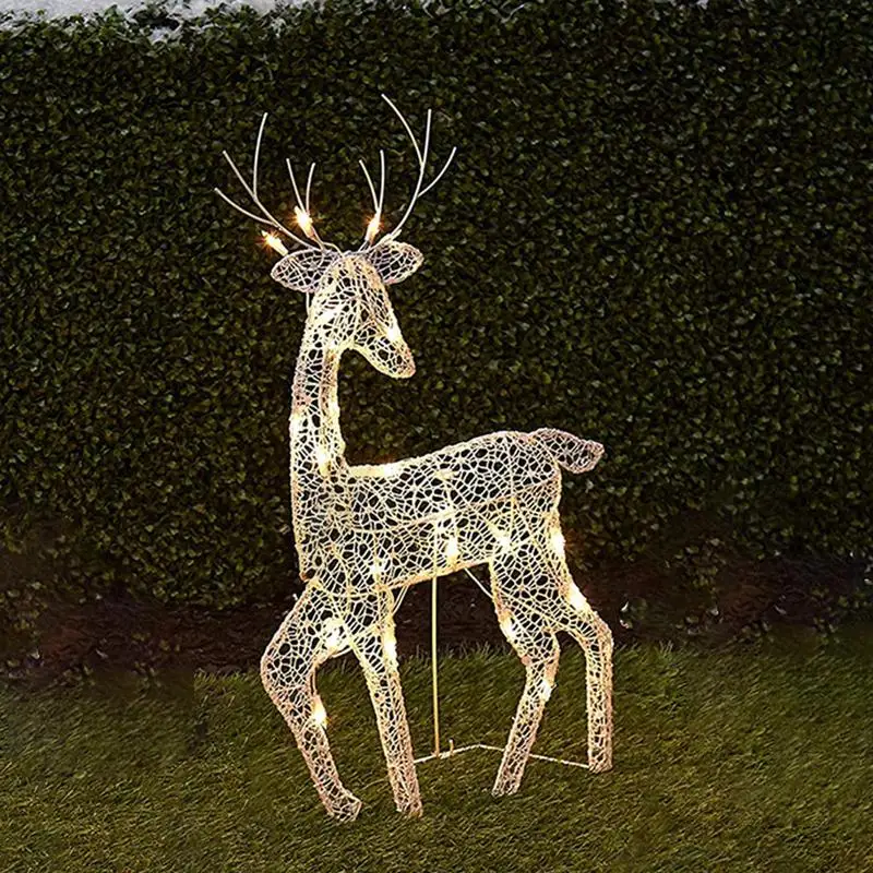 

Garden Christmas Deer Light Up Outdoor Elk Ornament Outdoor Standing Elk for Yard Lawn Battery Powered Glowing Party Favors