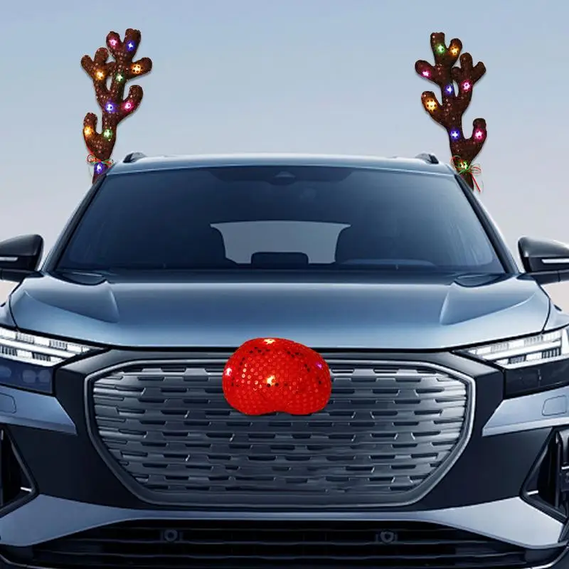 Светодиодное украшение в виде оленя Рождественский автомобиль рога северного и