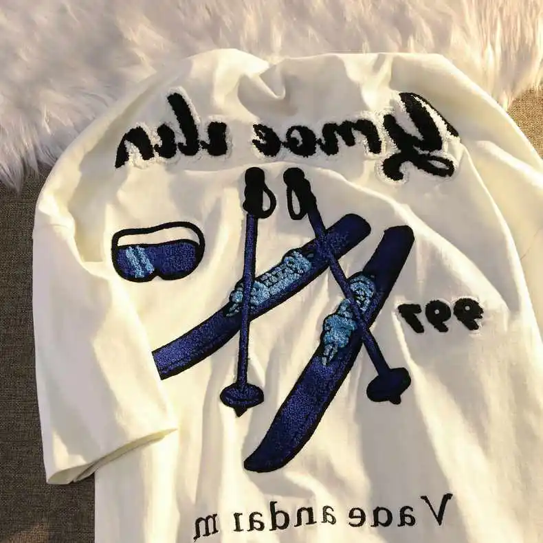 

Summer European and American tide brand short sleeved t shirts for men and women loose American high street couples all match