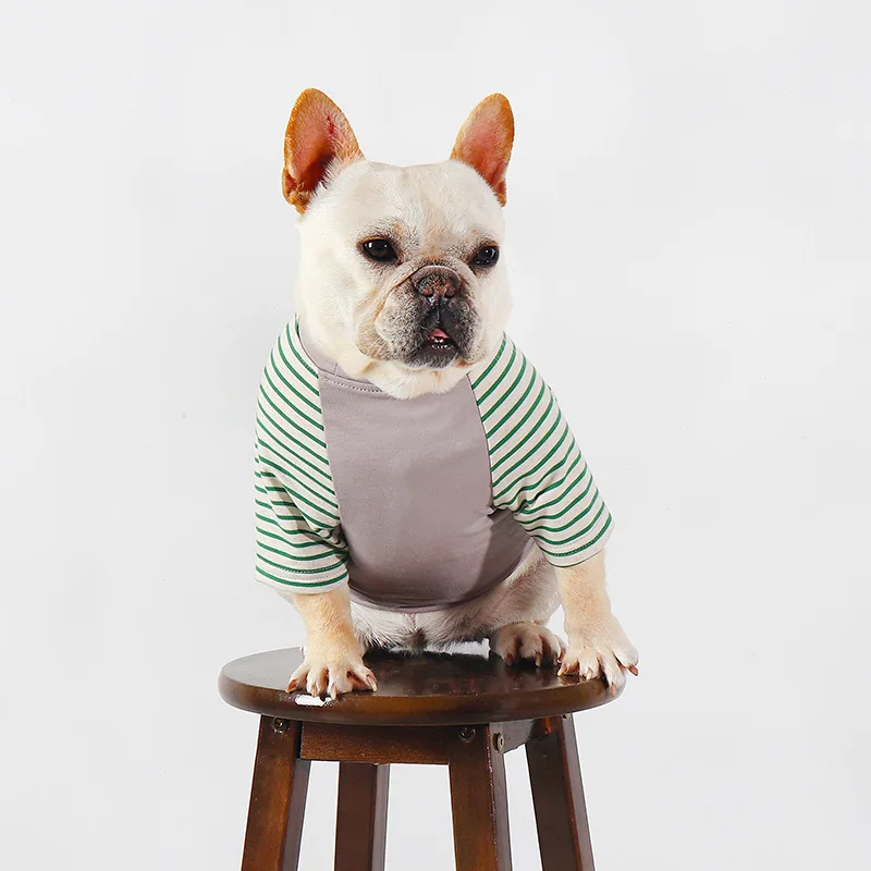 Летняя лоскутная полосатая одежда для домашних животных тонкая дышащая футболка