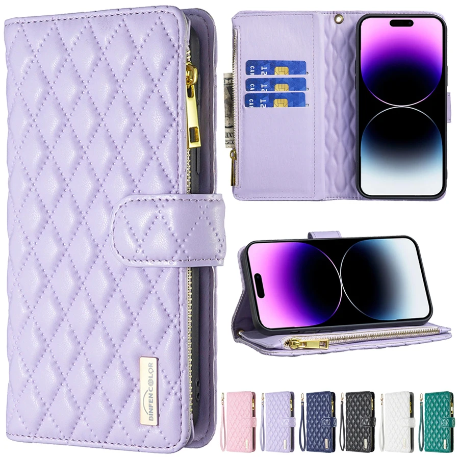 

For iPhone 14 Pro Max 13 Pro Max 12 Pro Max 11 Pro SE 2022 X XR XS Max 8 7 Plus Wallet Small Fragrance Flip Zipper Leather Case