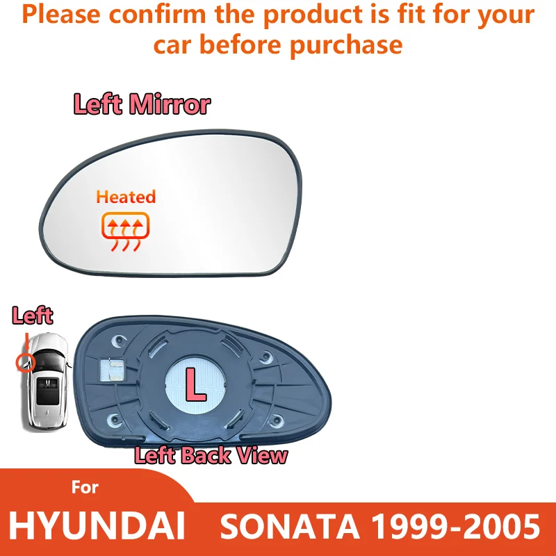 Левое и правое зеркало заднего вида для Hyundai SONATA 1999 2000 2001 2002 2003 2004 2005, с подогревом/автомобильными боковыми зеркалами, детали линз