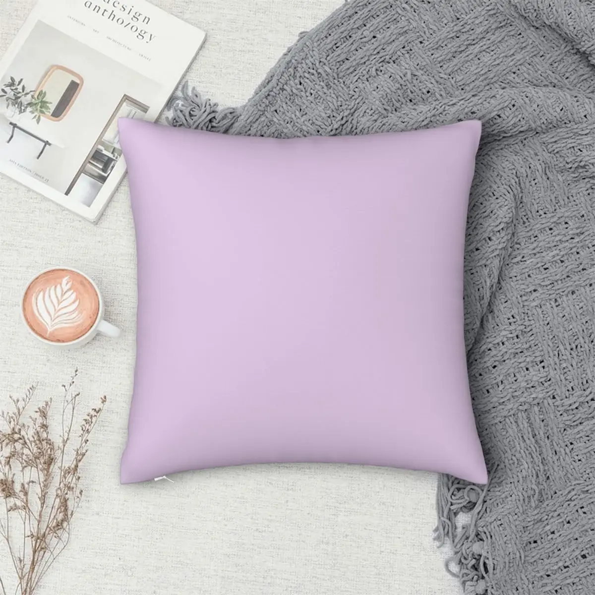 Сиреневый пастельный фиолетовый чехол для подушки полиэстеровый льняной