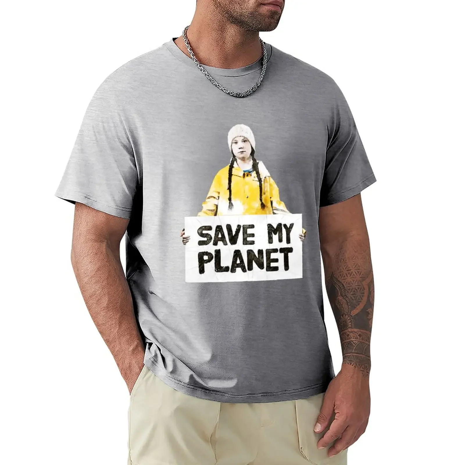 Футболка с надписью Save MY Planet - Greta Thunberg Простые Летние топы милые мужские футболки
