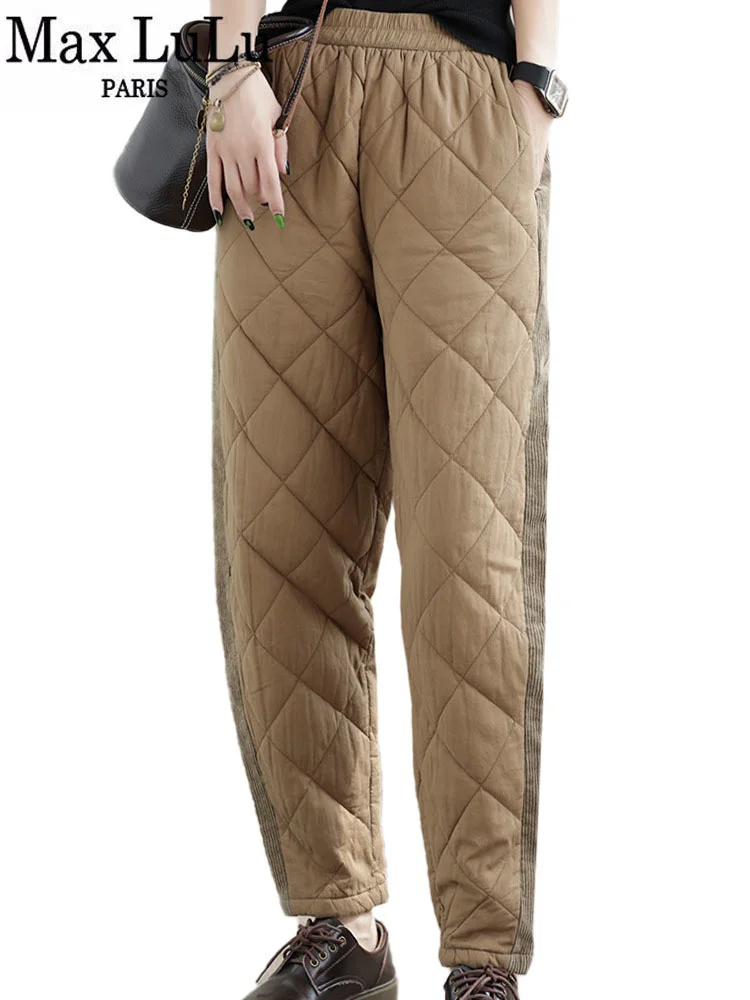 

Корейские зимние женские модные Свободные Теплые вельветовые шаровары с подкладкой женские винтажные Роскошные утепленные брюки для отдыха