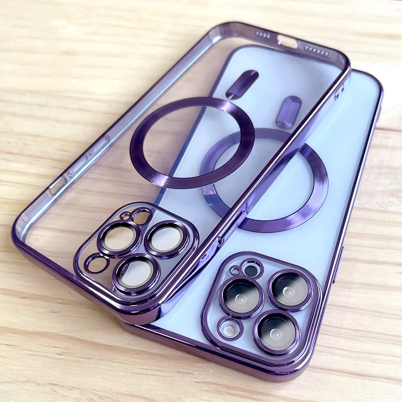 

Magnetic Wireless Charging Case For iPhone 14 Plus 13 12 11 Pro Max Transparent Silicone Lens Protector Cover For Magsafe Case