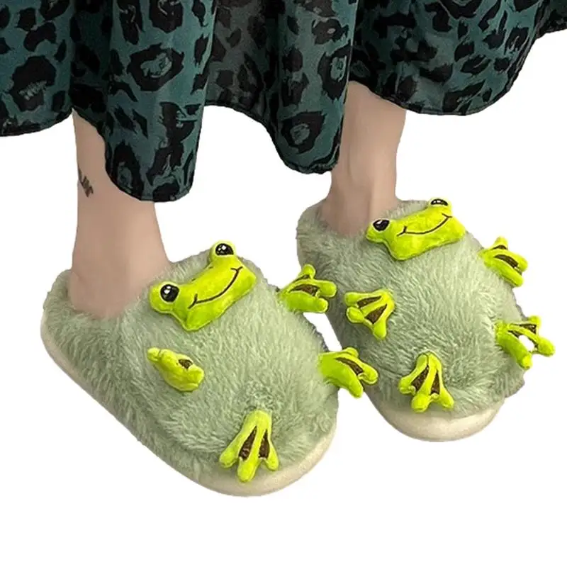 

Cute Frog Slippers Indoor Cozy Frog Slipper Indoor Shoes Frog Slipper Indoor Shoes Slip-On Winter Slippers Fluffy And Warm