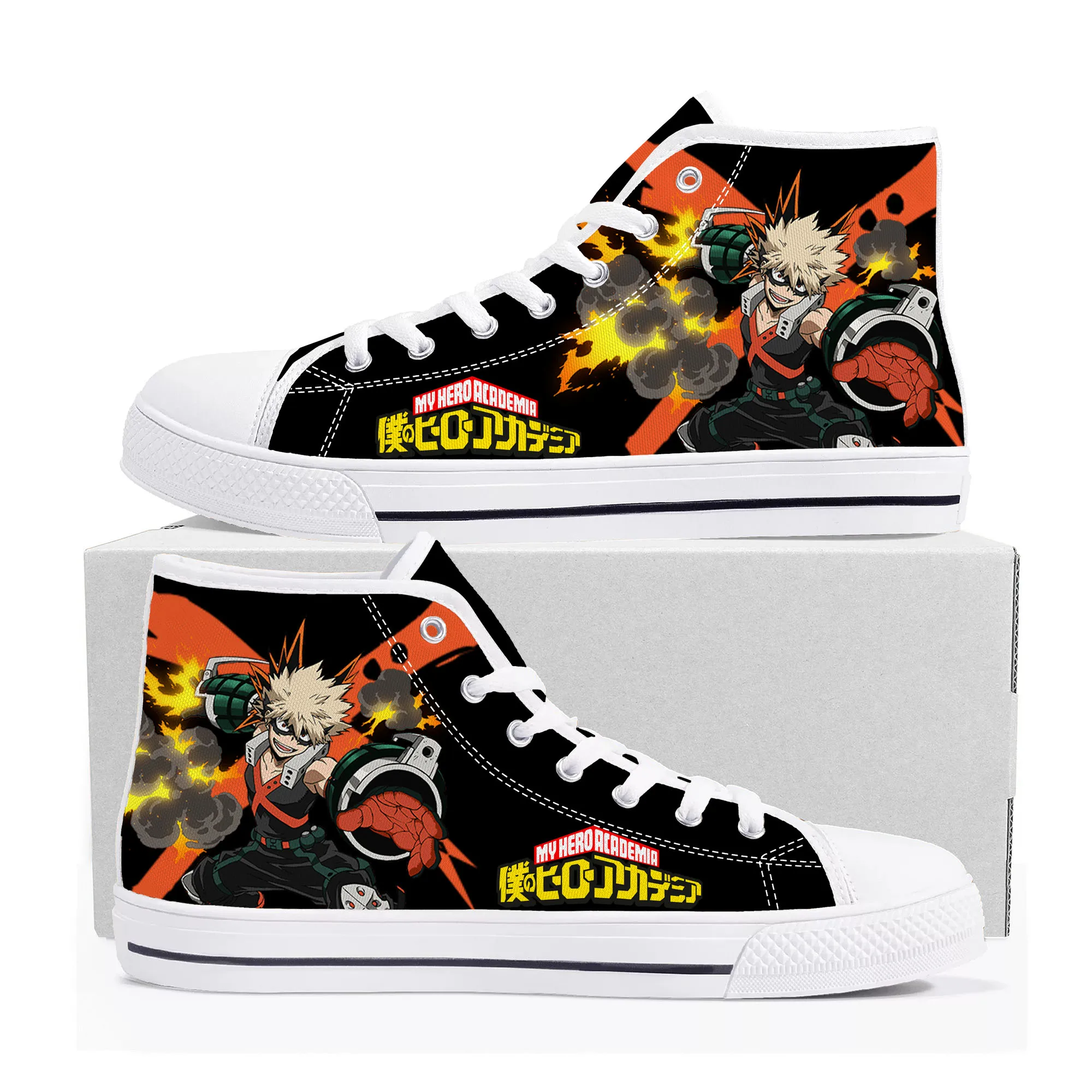 

Manga Katsuki Bakugou High Top Sneakers My Hero Academia Mens Womens Teenager Canvas Sneaker Casual Couple Shoes Custom Shoe