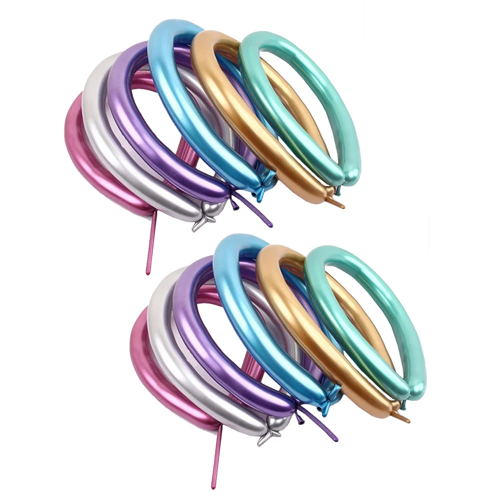

100 Pcs Kit Long Metal Balloon Metallic Balloons Animals Wedding Thicken Emulsion Decor Baby