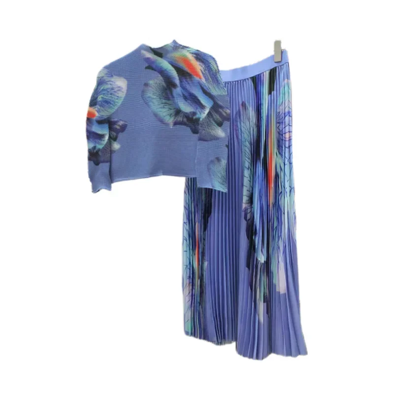 Женский осенний комплект одежды Miyake новая модель 2024 года Модный Топ с длинным