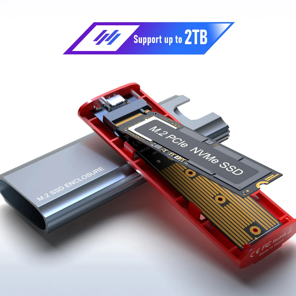 Корпус внешний M.2 NVMe для SSD-накопителя USB C 3 1 Gen 2 10 Гбит/с |