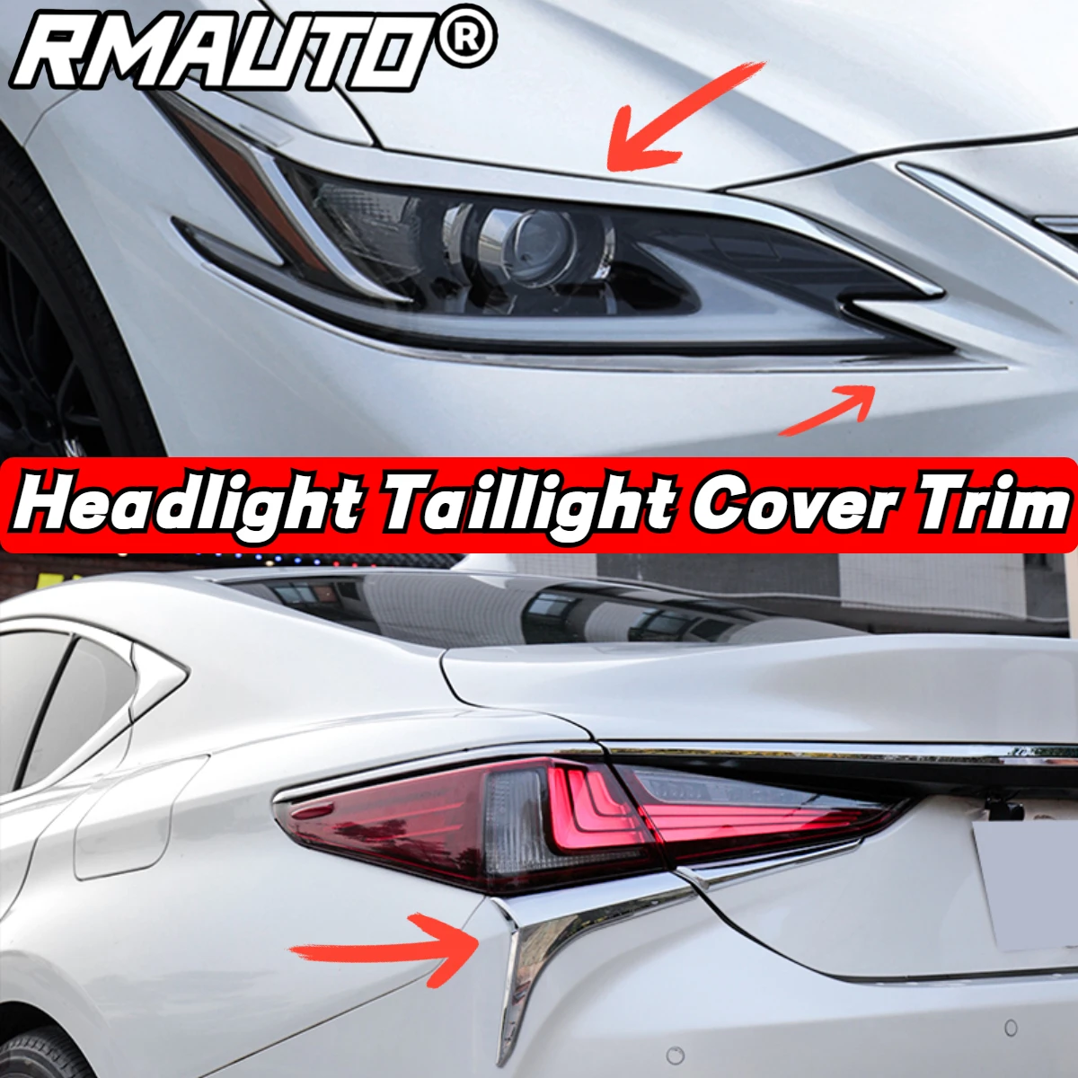 

RMAUTO Car Headlight Trim Taillight Cover Decorative Strip Lamp Eyebrow Trims Frame Body Kit For Lexus ES 2018-2022 Accessories