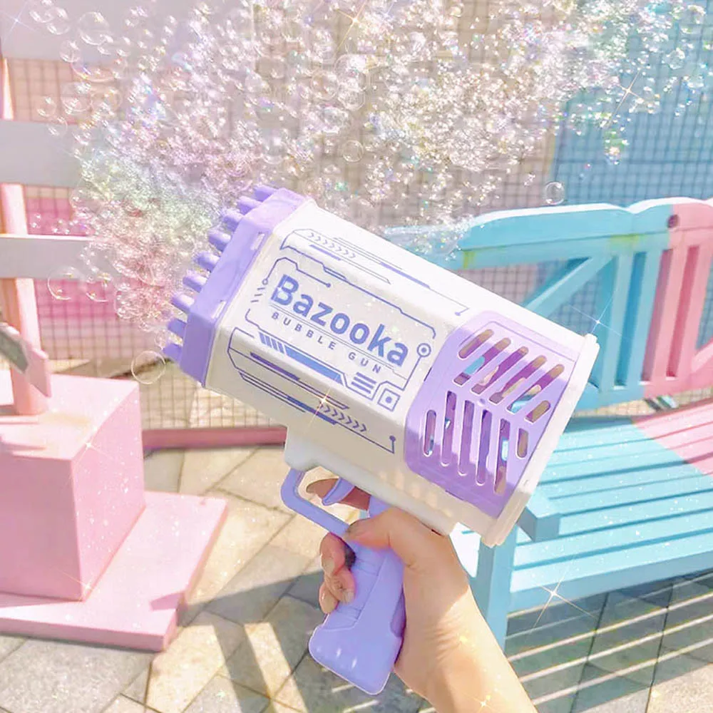 

New 69 Holes Bubble Gun Machine Soap Rocket Bubble Machine Gun Shape Automatic Blower Soap Toys Outdoor Toys Kids Children Gift