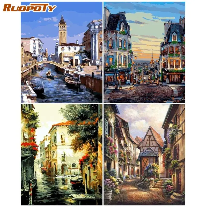 

RUOPOTY 40x50 Painting By Numbers For Adults Coloring By Numbers Landscapes Townlet Painting Numbers Living Room Decorating
