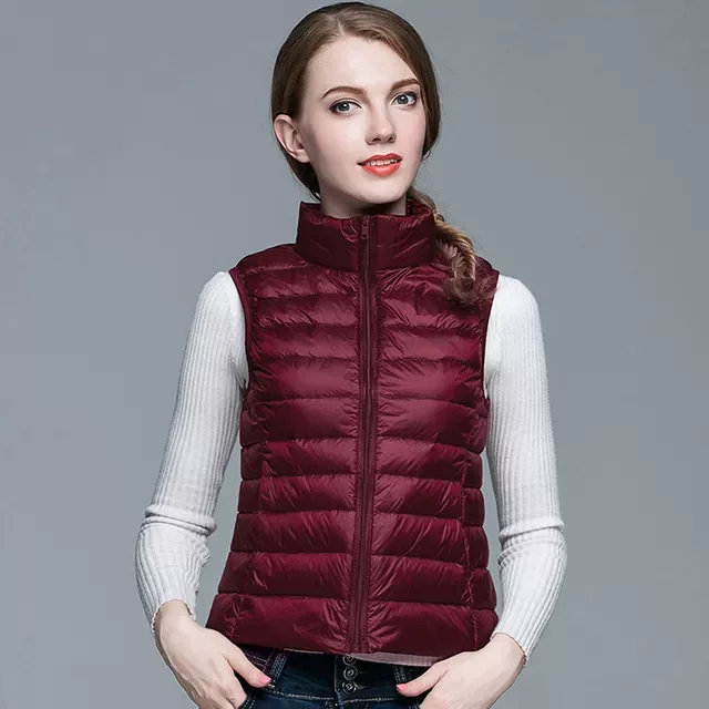 Ultra Thin Down Jacket Light Warm Waistcoat Female Sleeveless Cropped Puffer Jacket Vest Lining Woman Winter Coat Spring