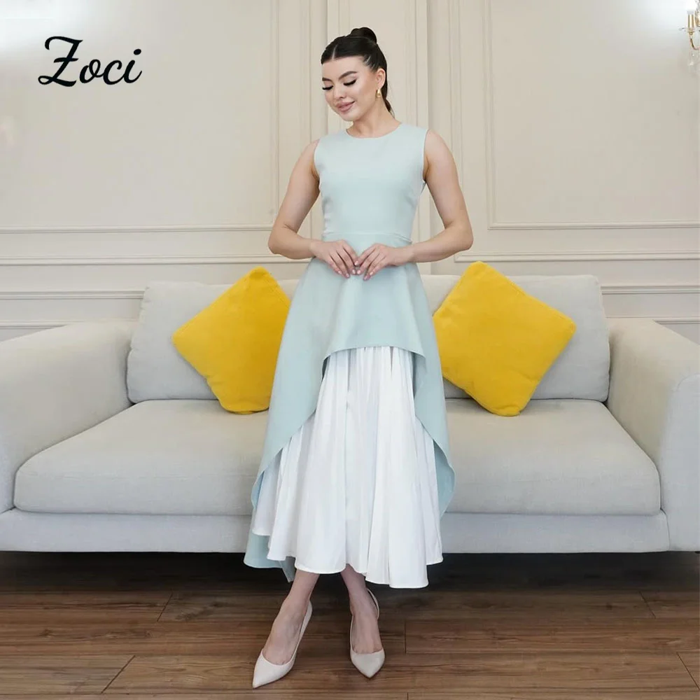 Zoci O Neck Мятно-зеленые платья для выпускного вечера без рукавов по индивидуальному