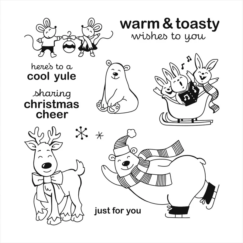 Warm & Toasty Stamps and Dies 2021 Polar Bear Christmas Sentiments Clear Stamps for DIY Scrapbooking Decorative Crafts Die Cuts