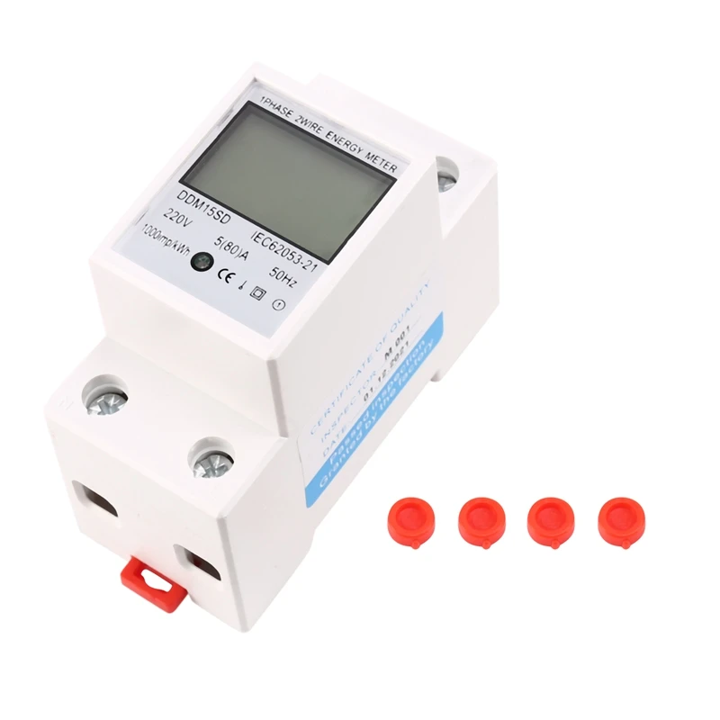 

Цифровой однофазный измеритель энергии, электронный измеритель энергии в кВтч с ЖК-дисплеем и подсветкой, DIN-рейка