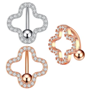 1pcs Belly Button Rings Four-leaf Clover Moon Pentagram Navel Piercing Ring Navel Button Piercing Body Belly Piercing Jewelry