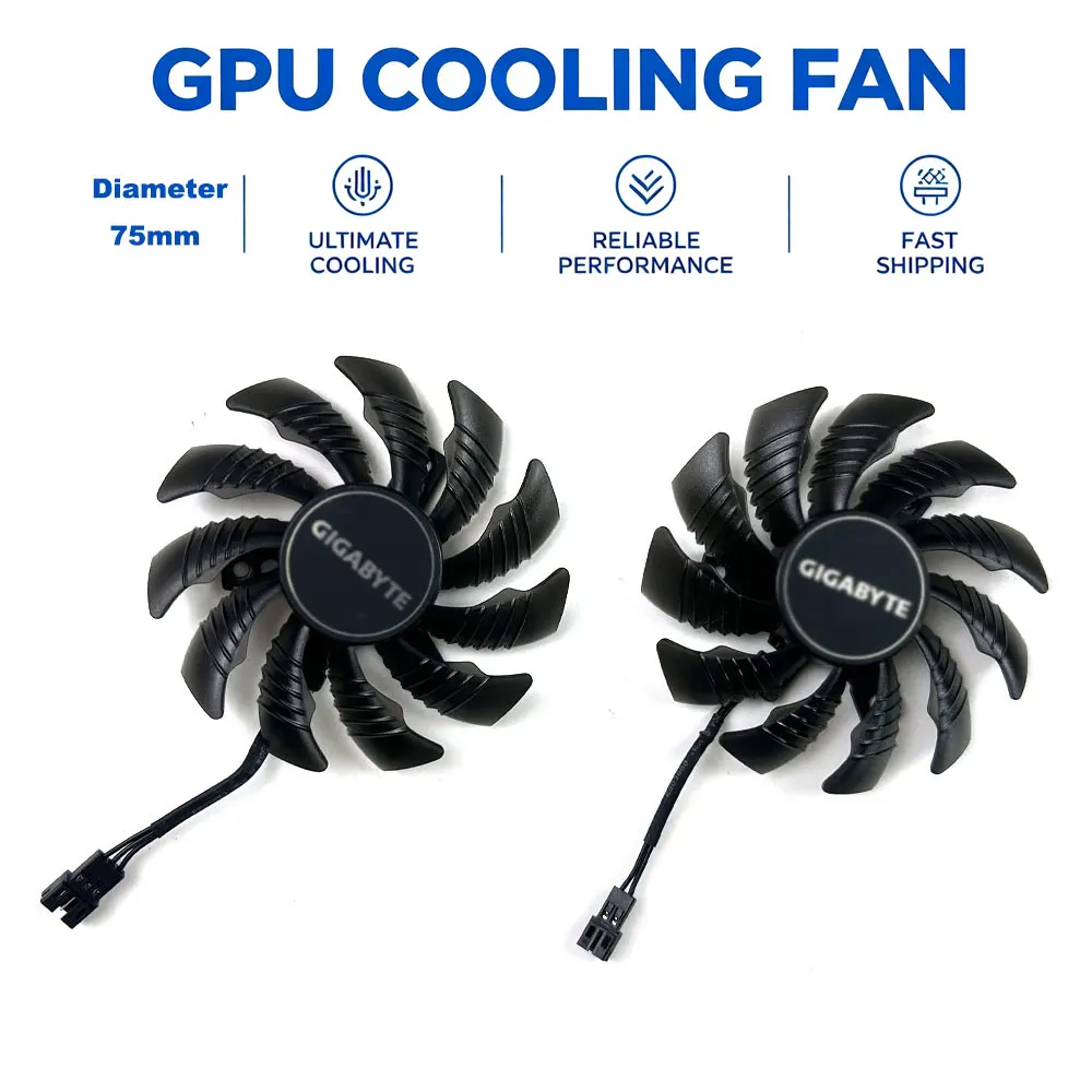 Фото НОВЫЙ Вентилятор охлаждения 75 мм 3PIN PLD08010S12H для видеокарты Gigabyte GTX1650 4GB Windforce №1