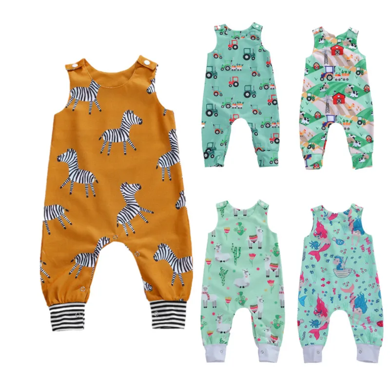 2022 Newborn Baby Boys Girls Cotton Romper Sleeveless Button Jumpsuit Playsuit Overalls Outfits Clothing