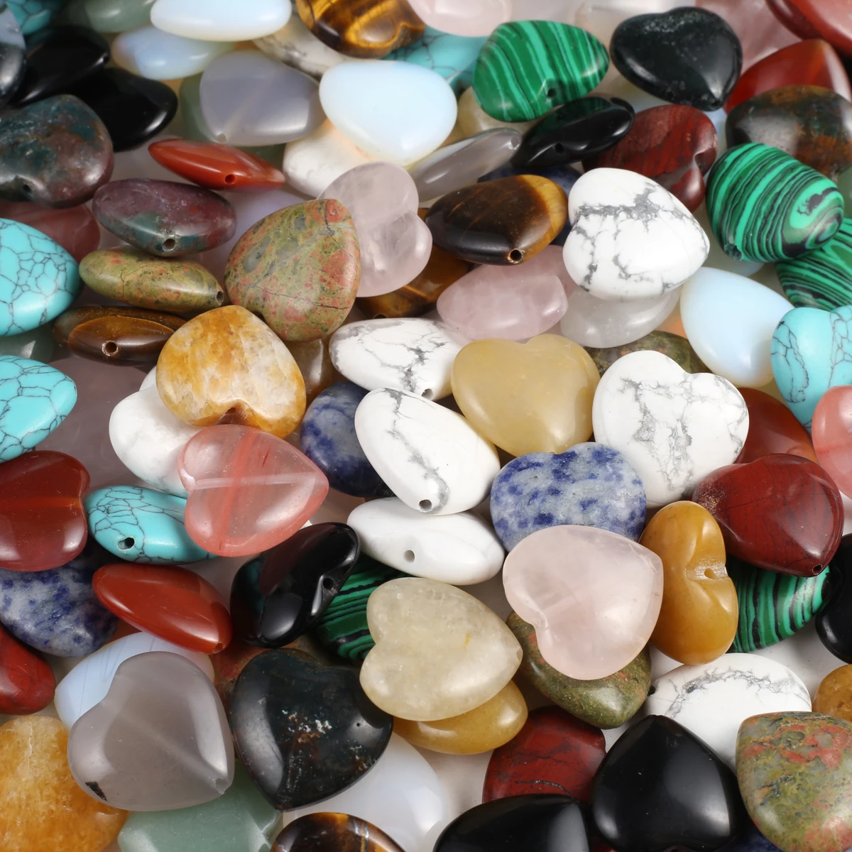 

25PCS Wholesale Heart-shaped Natural Stone Malachite Sodalite Agate Pendant Making DIY Necklace Bracelet Earrings Jewelry Gift