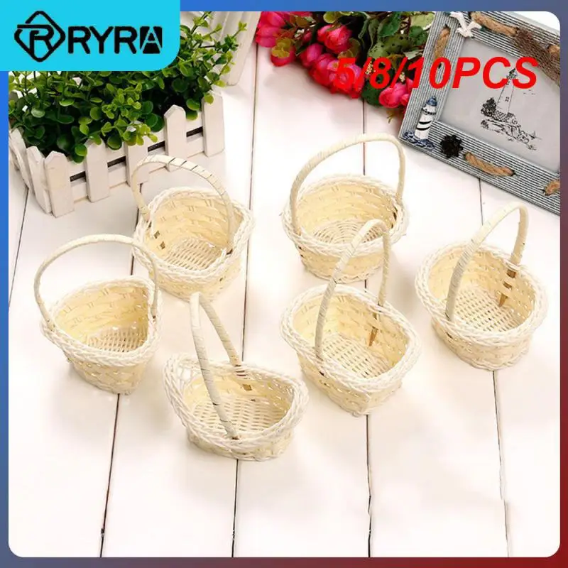 

5/8/10PCS Non-toxic Picnic Garden Storage Basket Box Vegetable Fruit Cosmetics Organizer Plastic Rattan Pastoral Style