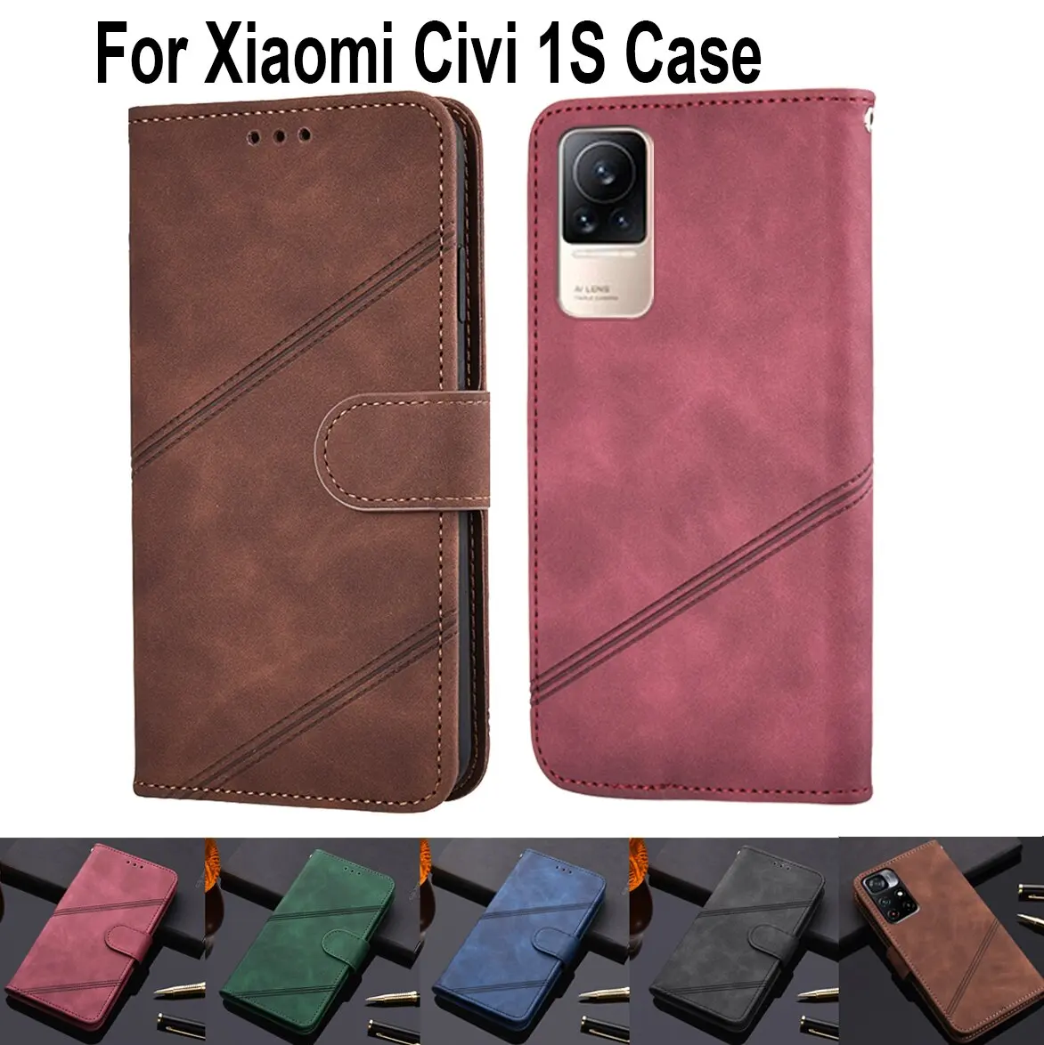 

Luxury Wallet Flip Cover For Xiaomi Civi 1S Protective Phone Case For Xiaomi Civi 1S Leather Vintage Shell Coque Capa