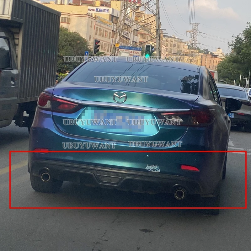 

For Mazda 6 Atenza Car Rear Bumper Diffuser Lip spoiler Canard Black / Black With Sliver ABS Plastic Car-Styling 2014-2018