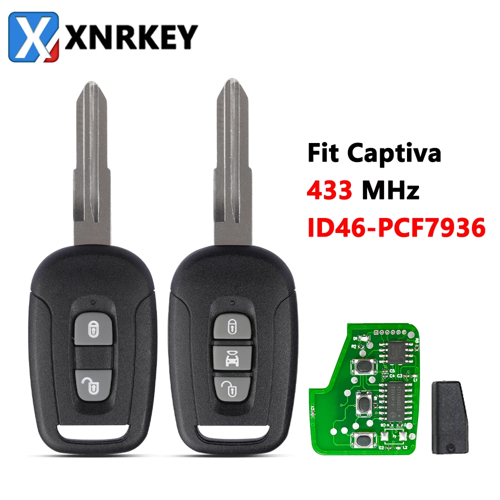 XNRKEY-mando a distancia para coche, llave de 2/3 botones, Chip ID46/PCF7936, 433Mhz, para Chevrolet Captiva Opel Antara