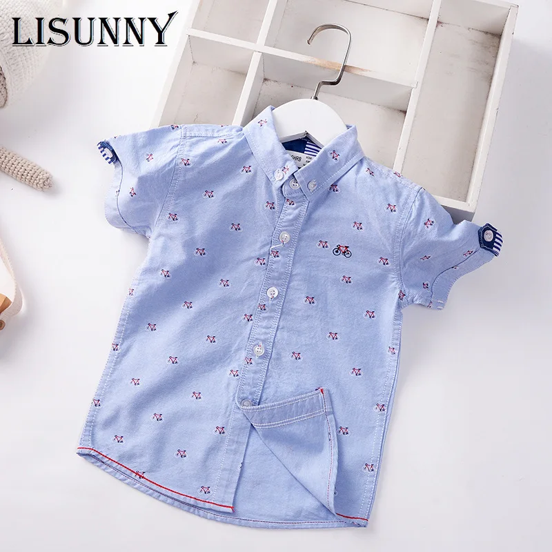 

2022 Summer New Enfant Boys Shirts Cotton Children Clothes Short Sleeve Fashion Cartoon Print Kids Boy Lapel Cardiga Shirt 2-10y