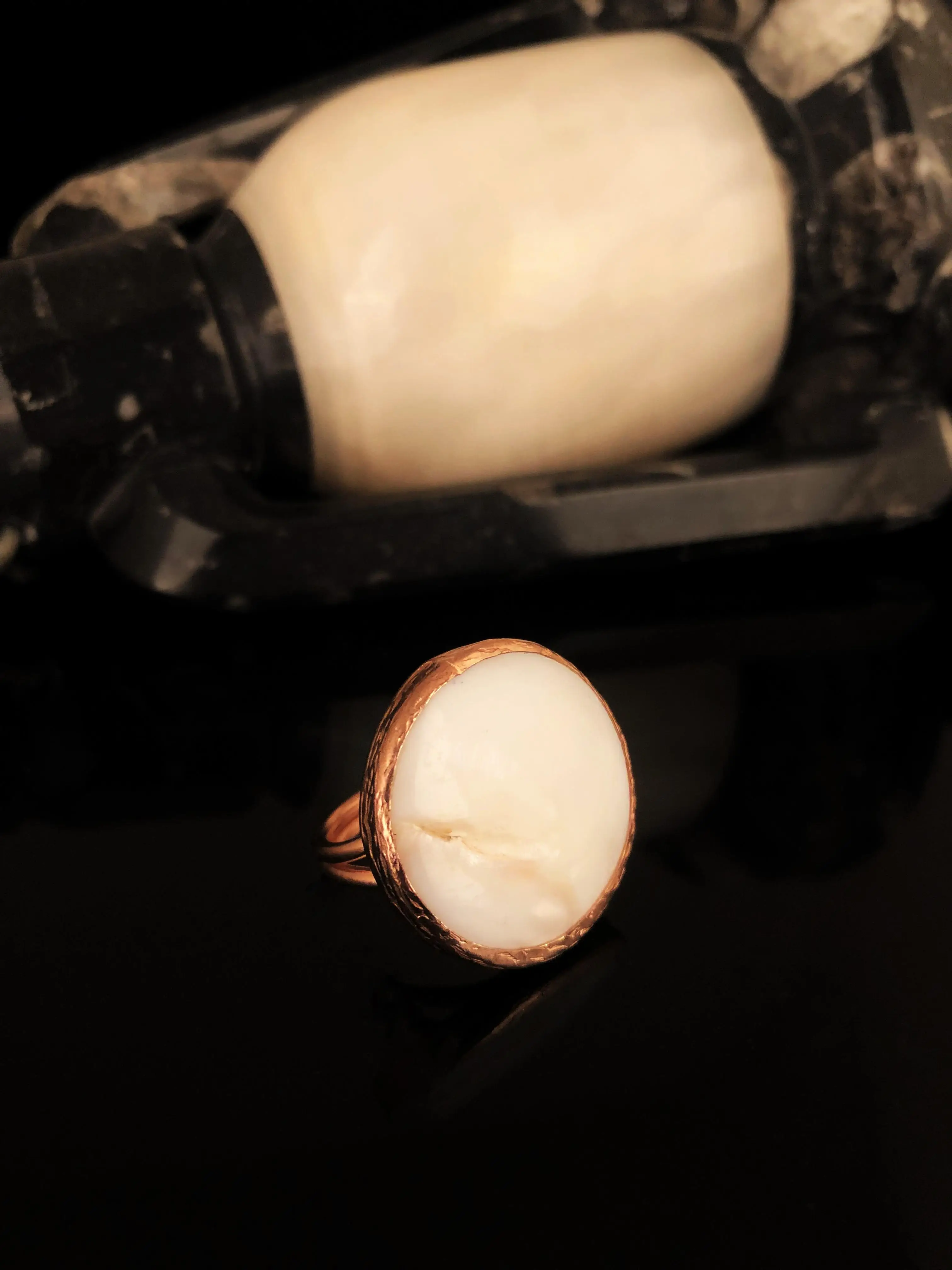 

Natural stone Women 'S Pearl Stone Rose Gold Plated Ring Krb375