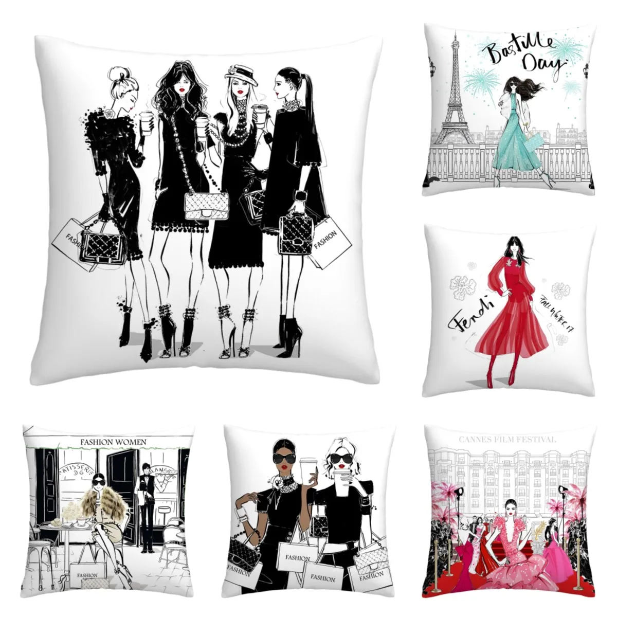 

Girl’s favorite cushion cover, fashionable illustration pillow case, sofa decoration cushion cover home decoration 50x50 40x40