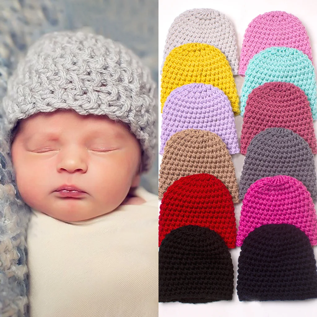 

Baby Knitted Autumn Winter Hats Caps Thickened Wool Crochet Heawraps for Boys Girls Bonnets Beanies Newbron Kids Headwear