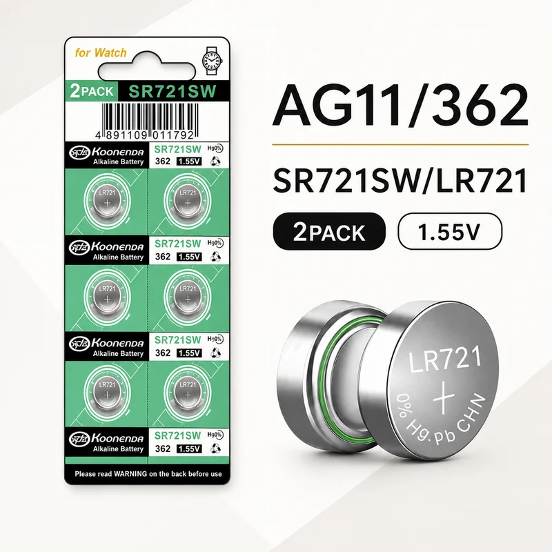 Фото Батарейка-таблетка AG11 SR721SW 362 361 162 1.55V без ртути для часов, игрушек, пультов ДУ №1