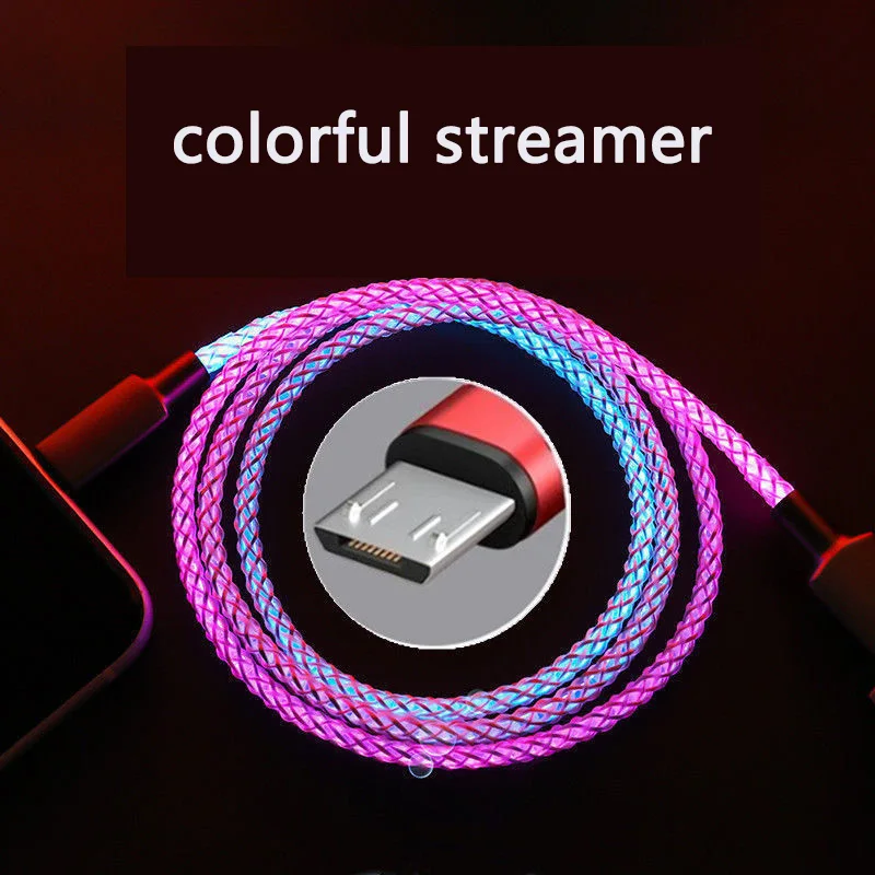 

One Drag Three Gradient Colorful Data Cable for Iphone Android Type-C Mobile Phone 6A 66W Fast Charge LED Luminous Three-in-One